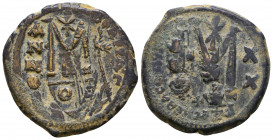 Justin II and Sophia. 565-578. AE 
Reference:
Condition: Very Fine

Weight: 13.4 gr
Diameter: 29 mm