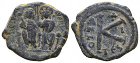 Justin II and Sophia. 565-578. AE 
Reference:
Condition: Very Fine

Weight: 5.7 gr
Diameter: 21 mm