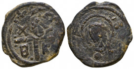 CRUSADERS. Edessa. Baldwin II, first reign, 1100-1104. Follis (Bronze, 26.5 mm, 7.01 g, 1 h), Class 2. Facing bust of Theotokos orans. Rev. Cross patt...