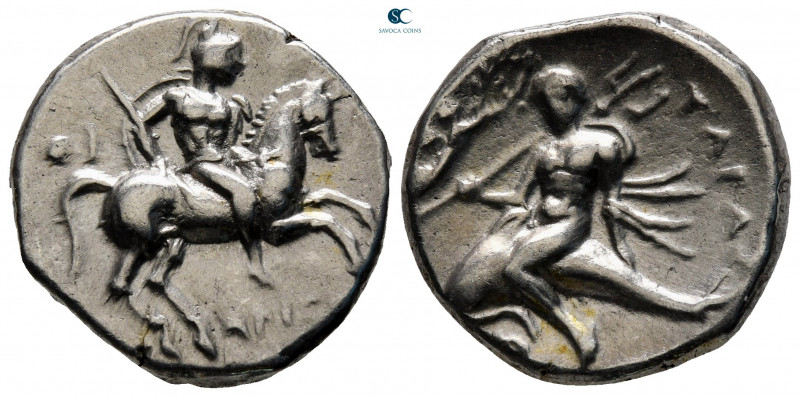 Calabria. Tarentum circa 272-240 BC. ΔΙ- (Di-), ΑΠΟΛΛΩΝΙΟΣ (Apollonios), magistr...