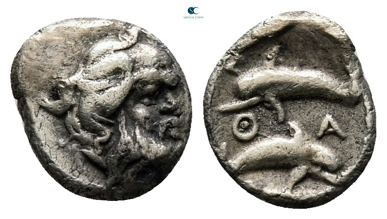 Islands off Thrace. Thasos circa 412-404 BC. 
Hemiobol AR

9 mm, 0,39 g

He...