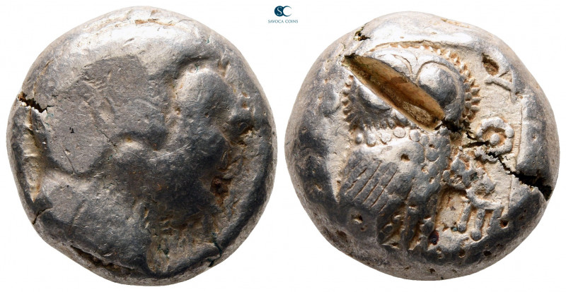 Attica. Athens circa 485-480 BC. 
Tetradrachm AR

21 mm, 17,09 g

Head of A...