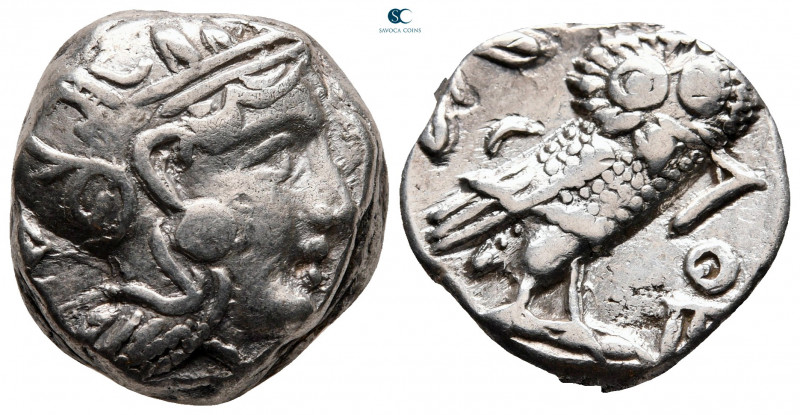 Attica. Athens circa 350-294 BC. 
Tetradrachm AR

21 mm, 17,13 g

Head of A...