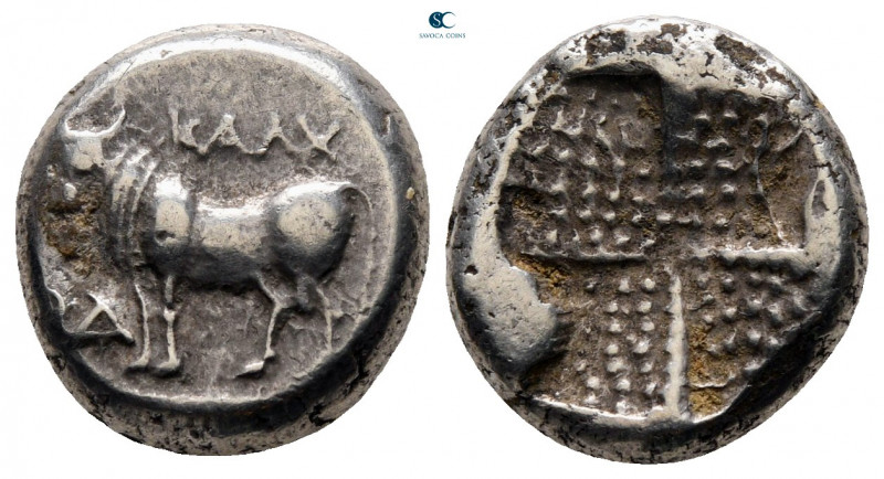 Bithynia. Kalchedon circa 367-340 BC. 
Drachm AR

14 mm, 3,76 g

ΚΑΛΧ; bull...