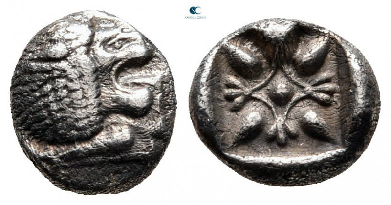 Ionia. Miletos circa 525-475 BC. 
Diobol AR

10 mm, 1,10 g

Forepart of lio...