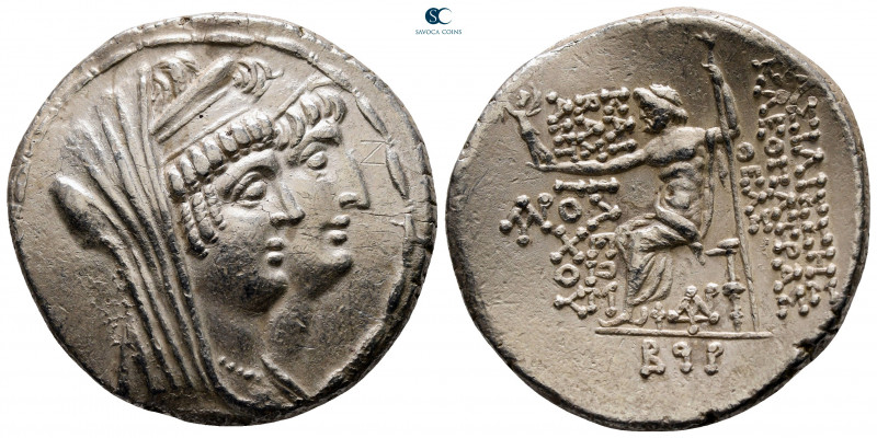 Seleukid Kingdom. Damascus. Cleopatra Thea and Antiochos VIII 125-121 BC.
Tetra...