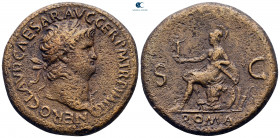 Nero AD 54-68. Lugdunum (Lyon). Sestertius Æ