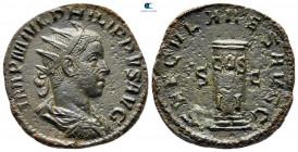 Philip II AD 247-249. Rome. Dupondius Æ