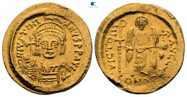 Justinian I AD 527-565. Constantinople. 1st officina. Solidus AV