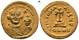 Heraclius with Heraclius Constantine AD 610-641. Constantinople. Solidus AV