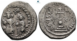 Heraclius with Heraclius Constantine AD 610-641. Constantinople. Hexagram AR