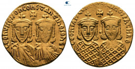 Leo IV with Constantine VI, Constantine V and Leo III AD 775-780. Constantinople. Solidus AV