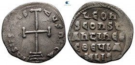 Leo V and Constantine AD 813-820. Constantinople. Miliaresion AR
