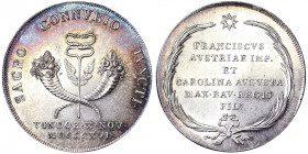 Austria. Austria Francis II, Holy Roman Emperor (1792/1806-1835) Medal 1816 Marriage with Carolina Augusta. Ø 29 mm. Ag. Montenuovo 2462. 8.75 g. STGL...