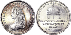 Austria. Austria Franz Joseph I (1848-1916) Medal 1867 Kremnitz The Hungarian coronation of his wife in Budapest. Ø 23,5 mm. Ag. 5.50 g. STGL