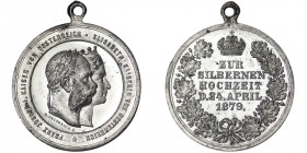 Austria. Austria Franz Joseph I (1848-1916) Medal 1879 for the silver wedding of Franz Joseph and Elisabeth, Ø 30,5 mm. Zn. 8.35 g. VZGL+