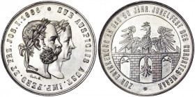 Austria. Austria Franz Joseph I (1848-1916) Medal 1886 in memory of the 50th anniversary of the health resort of Merano, Ø 35,5 mm. Ag. 21.97 g. VZGL+...