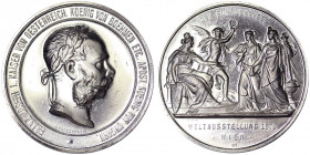 Austria. Austria Franz Joseph I (1848-1916) Medal 1898 the progress of the world expo 1873 Vienna, Opus: J.Tautenhayn, Ø 35 mm. Ag. 27.35 g. VZGL/STGL...