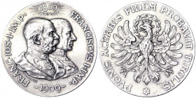 Austria. Austria Franz Joseph I (1848-1916) Medal 1909 Centenary of tyrolean insurrection 1809. Opus: R.Neuberger. Ø 45 mm. Ag. Hauser 1939. 40.18 g. ...