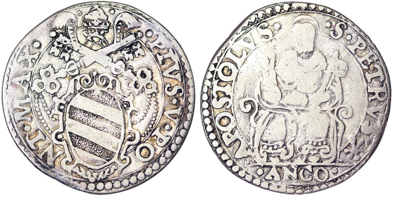 Italian States, Ancona. Italian States Ancona Pius V (1566-1572) Testone Ancona ...