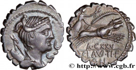 CLAUDIA
Type : Denier serratus 
Date : 79 AC. 
Mint name / Town : Rome 
Metal : silver 
Millesimal fineness : 950  ‰
Diameter : 19  mm
Orientation die...