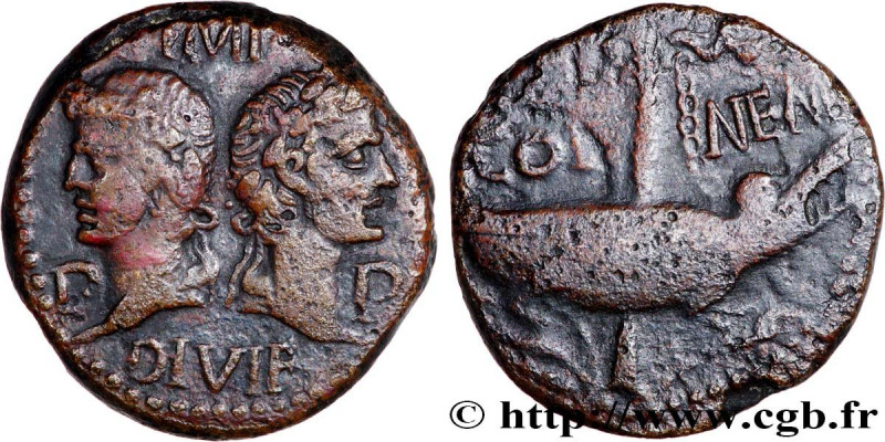 NEMAUSUS - NIMES - AUGUSTUS and AGRIPPA
Type : Dupondius 
Date : c. 10-14 AD. 
M...