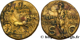 GERMANICUS
Type : Dupondius 
Date : 37-41 
Mint name / Town : Rome 
Metal : copper 
Diameter : 27  mm
Orientation dies : 6  h.
Weight : 13,08  g.
Rari...