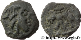 GALLIA - CARNUTES (Beauce area)
Type : Bronze au loup, tête à droite 
Date : c. 60-40 AC. 
Mint name / Town : Chartres (28) 
Metal : bronze 
Diameter ...