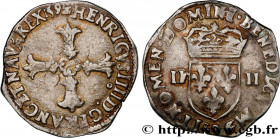 HENRY IV
Type : Quart d'écu, croix feuillue de face 
Date : 1592 
Mint name / Town : Rennes 
Metal : silver 
Millesimal fineness : 917  ‰
Diameter : 3...