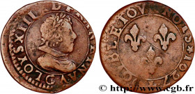 LOUIS XIII
Type : Double tournois, type 3 
Date : 1627 
Mint name / Town : Poitiers 
Metal : copper 
Diameter : 20,5  mm
Orientation dies : 6  h.
Weig...