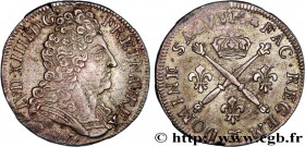 LOUIS XIV "THE SUN KING"
Type : Vingt sols aux insignes 
Date : 1707 
Mint name / Town : Besançon 
Quantity minted : 175665 
Metal : silver 
Millesima...