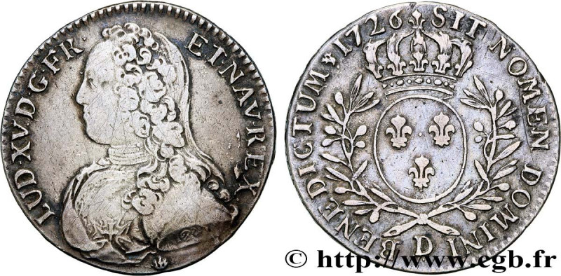 LOUIS XV THE BELOVED
Type : Demi-écu dit "aux branches d'olivier" 
Date : 1726 
...