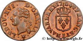 LOUIS XVI
Type : Liard dit "à l'écu" 
Date : 1784 
Mint name / Town : Bayonne 
Metal : copper 
Diameter : 21,5  mm
Orientation dies : 6  h.
Weight : 2...