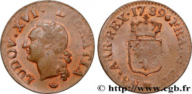LOUIS XVI
Type : Liard dit "à l'écu" 
Date : 1789 
Mint name / Town : Toulouse 
Quantity minted : 157120 
Metal : copper 
Diameter : 22  mm
Orientatio...
