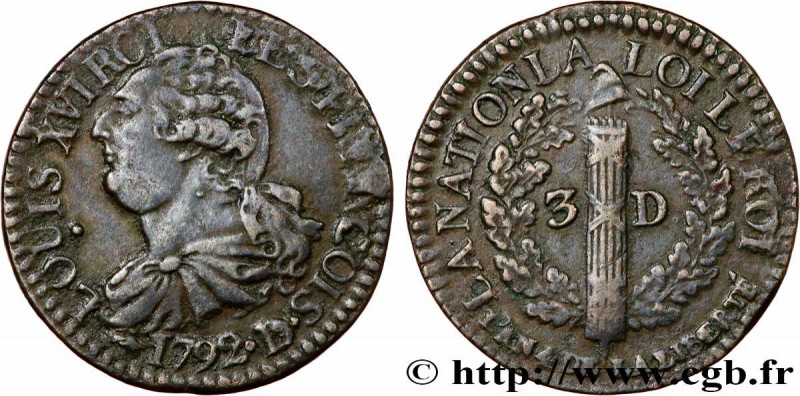 LOUIS XVI
Type : 3 deniers dit "au faisceau", type FRANCOIS 
Date : 1792 
Mint n...