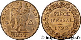 THE CONVENTION
Type : Essai pour le type conventionnel, module de 27 mm 
Date : 1792 
Mint name / Town : Paris 
Metal : bell metal 
Diameter : 26,5  m...