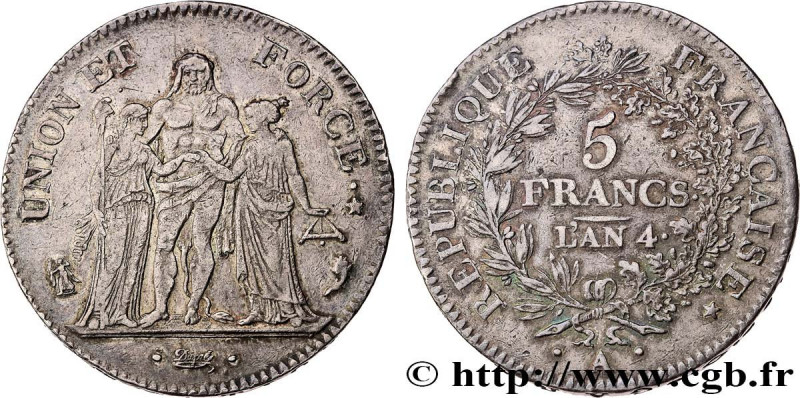 DIRECTOIRE
Type : 5 francs Union et Force, Union serré, avec glands intérieurs e...