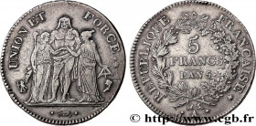 DIRECTOIRE
Type : 5 francs Union et Force, Union serré, avec glands intérieurs et gland extérieur 
Date : An 5 (1796-1797) 
Mint name / Town : Paris 
...