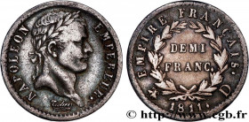 PREMIER EMPIRE / FIRST FRENCH EMPIRE
Type : Demi-franc Napoléon Ier tête laurée, Empire français 
Date : 1811 
Mint name / Town : Lyon 
Quantity minte...
