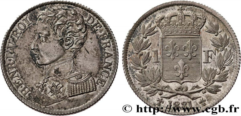 HENRY V COUNT OF CHAMBORD
Type : 1 franc 
Date : 1831 
Quantity minted : --- 
Me...