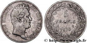LOUIS-PHILIPPE I
Type : 5 francs type Tiolier sans le I, tranche en relief 
Date : 1830  
Mint name / Town : Paris 
Metal : silver 
Millesimal finenes...