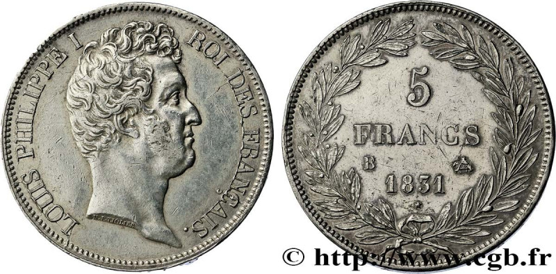 LOUIS-PHILIPPE I
Type : 5 francs type Tiolier avec le I, tranche en creux 
Date ...