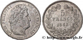 LOUIS-PHILIPPE I
Type : 5 francs IIe type Domard 
Date : 1833 
Mint name / Town : Lille 
Quantity minted : 9267515 
Metal : silver 
Millesimal finenes...