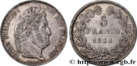 LOUIS-PHILIPPE I
Type : 5 francs IIe type Domard 
Date : 1834 
Mint name / Town : Perpignan 
Quantity minted : 981517 
Metal : silver 
Millesimal fine...