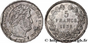 LOUIS-PHILIPPE I
Type : 5 francs IIe type Domard 
Date : 1838 
Mint name / Town : Marseille 
Quantity minted : 2062160 
Metal : silver 
Millesimal fin...