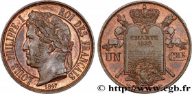 LOUIS-PHILIPPE I
Type : Essai de Un centime à la Charte 
Date : 1847 
Metal : bronze 
Diameter : 16  mm
Orientation dies : 6  h.
Weight : 1,09  g.
Edg...