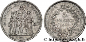 II REPUBLIC
Type : 5 francs Hercule, IIe République 
Date : 1848 
Mint name / Town : Paris 
Quantity minted : 16.843.783 
Metal : silver 
Millesimal f...