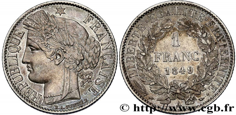 II REPUBLIC
Type : 1 franc Cérès, IIe République 
Date : 1849 
Mint name / Town ...