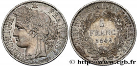 II REPUBLIC
Type : 1 franc Cérès, IIe République 
Date : 1849 
Mint name / Town : Paris 
Quantity minted : 1328135 
Metal : silver 
Millesimal finenes...