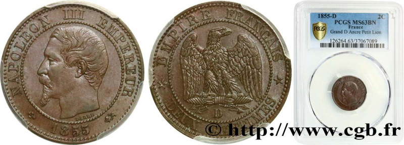 SECOND EMPIRE
Type : Deux centimes Napoléon III, tête nue 
Date : 1855 
Mint nam...